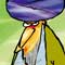 O cartum em cores mostra um homem de turbante, barba longa, cara de mau, e roupas compridas com um cinto de armas ou bombas na cintura. Ao lado dele, outro homem muito parecido, exceto pela ausência de turbante e camisinhas no lugar das armas na cintura.