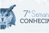Notcia: Inscries para a 7 Semana do Conhecimento da ANVISA Descrio da imagem: Ilustrao do evento Stima Semana do Conhecimento promovido pela ANVISA. Na ilustrao em fundo de tons cinzentos, do esquerdo v-se a figura da face de uma coruja estilizada em tons de azul. Ao lado l-se o texto 7 semana do, em letras maisculas e minsculas. Logo abaixo l-se Conhecimento em letras maisculas e negrito. Fim da descrio.